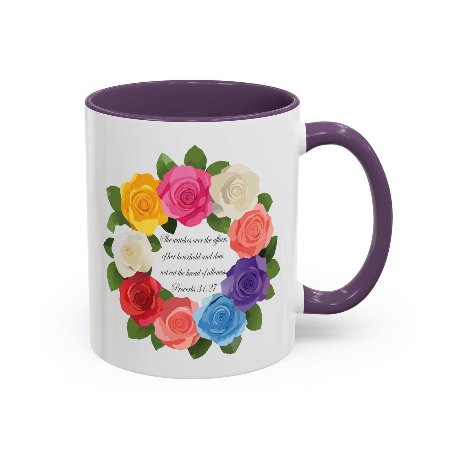 Inspirational Floral Coffee Mug for Mom- Proverbs 31:27