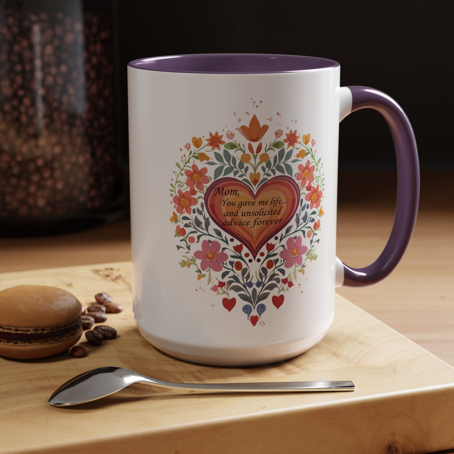 Mom Appreciation Heart Coffee Mug | Floral Design | 11 & 15oz Accent Mug