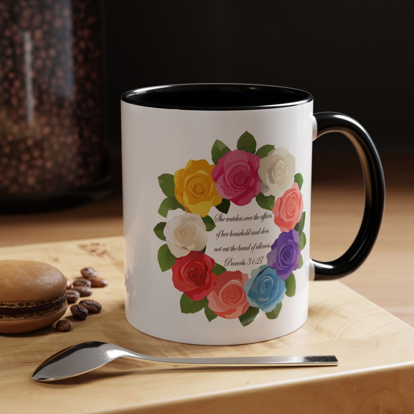 Inspirational Floral Coffee Mug for Mom- Proverbs 31:27