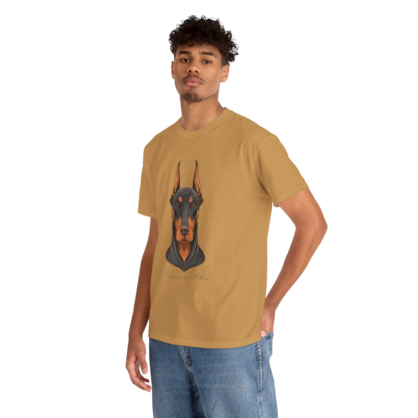 Doberman - Camiseta unisex de algodón grueso Elegancia en movimiento
