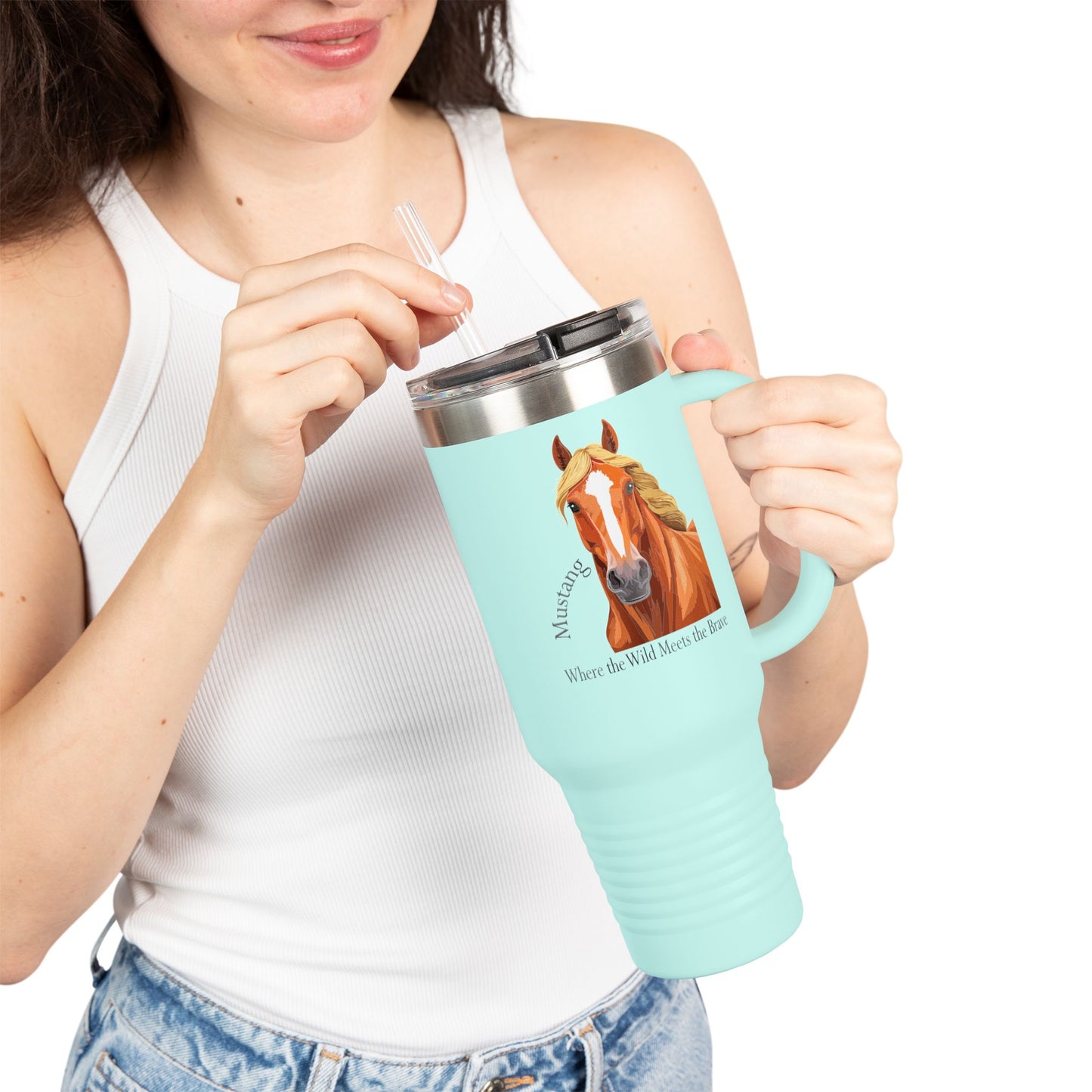 Wild Mustang Insulated Travel Mug - 40oz | Adventure Lover's Drinkware