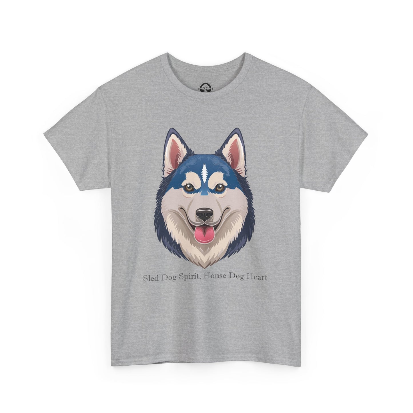Camiseta unisex de algodón grueso con espíritu de perro de trineo y corazón de perro doméstico de Siberian Huskey