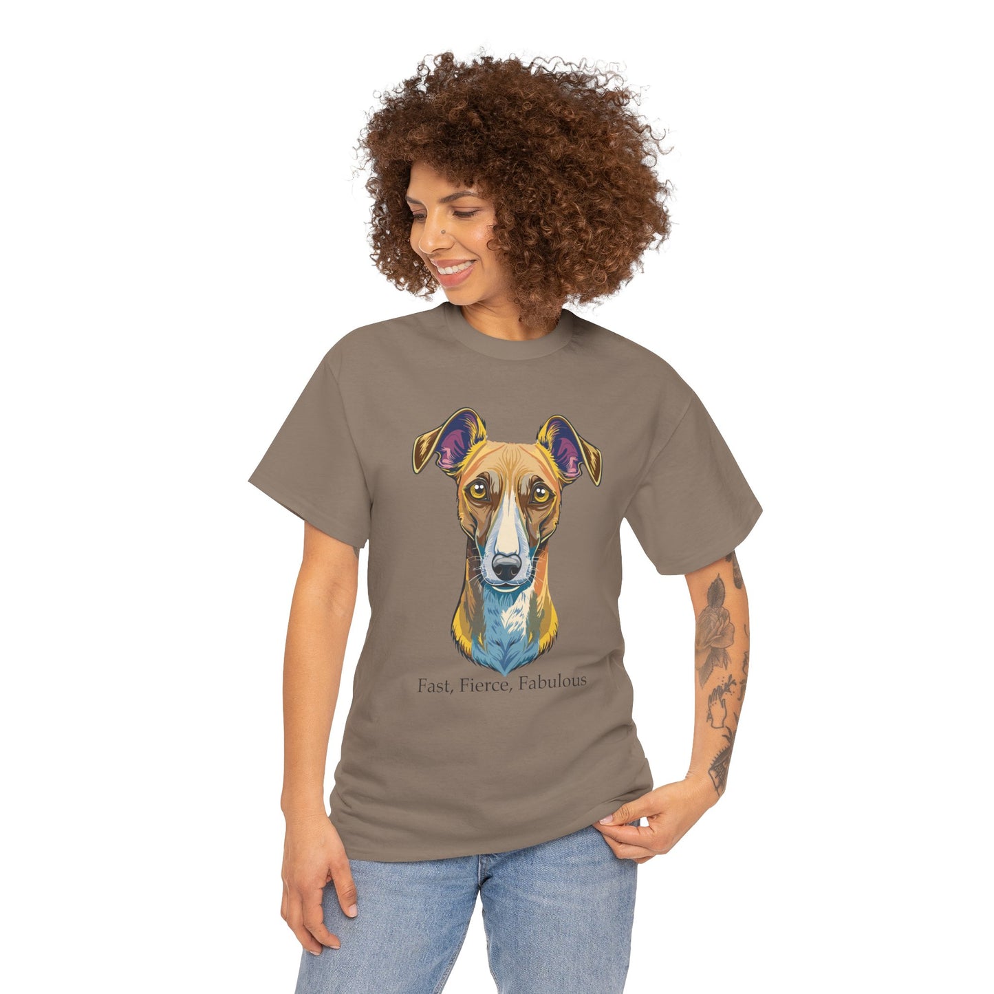 Whippet - Camiseta unisex de algodón grueso, rápida, feroz y fabulosa