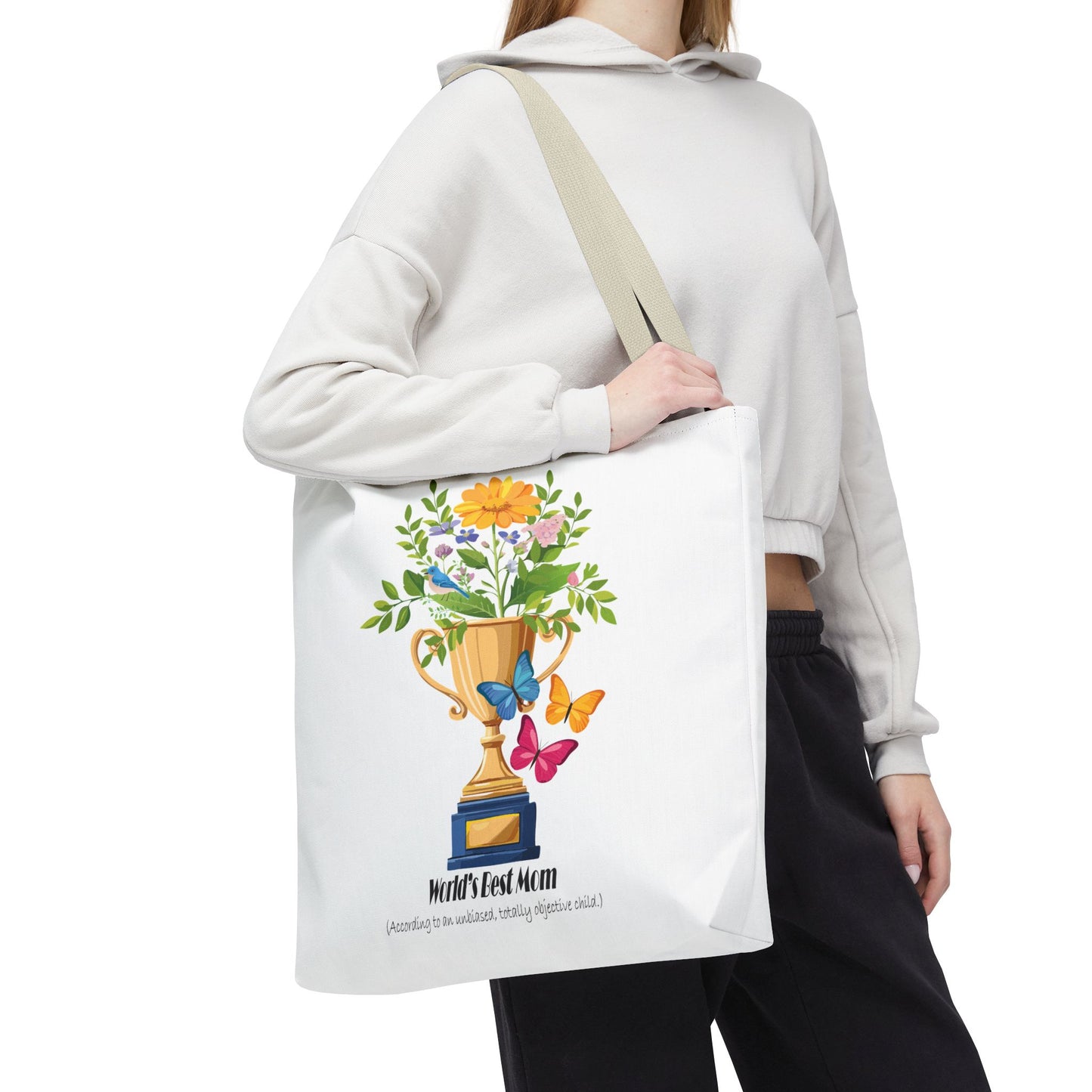 Floral Trophy Tote Bag - World's Best Mom Design
