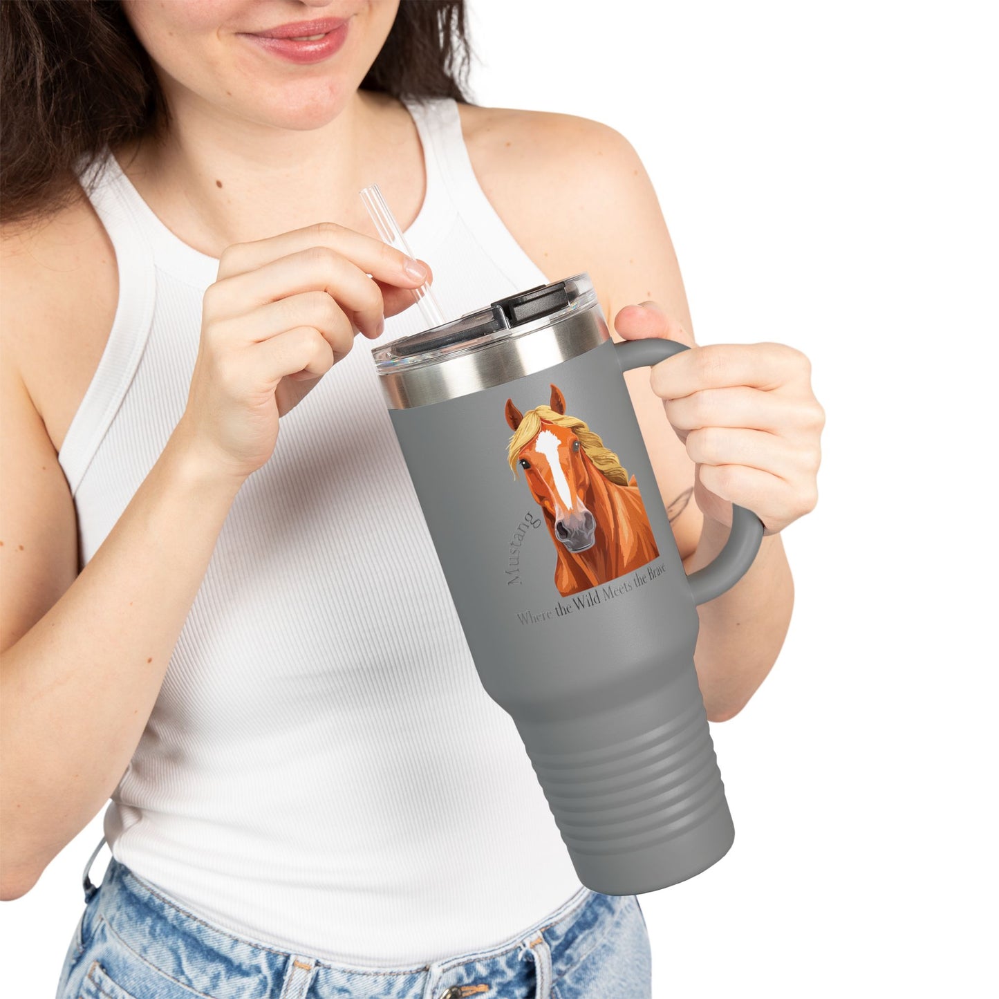 Wild Mustang Insulated Travel Mug - 40oz | Adventure Lover's Drinkware