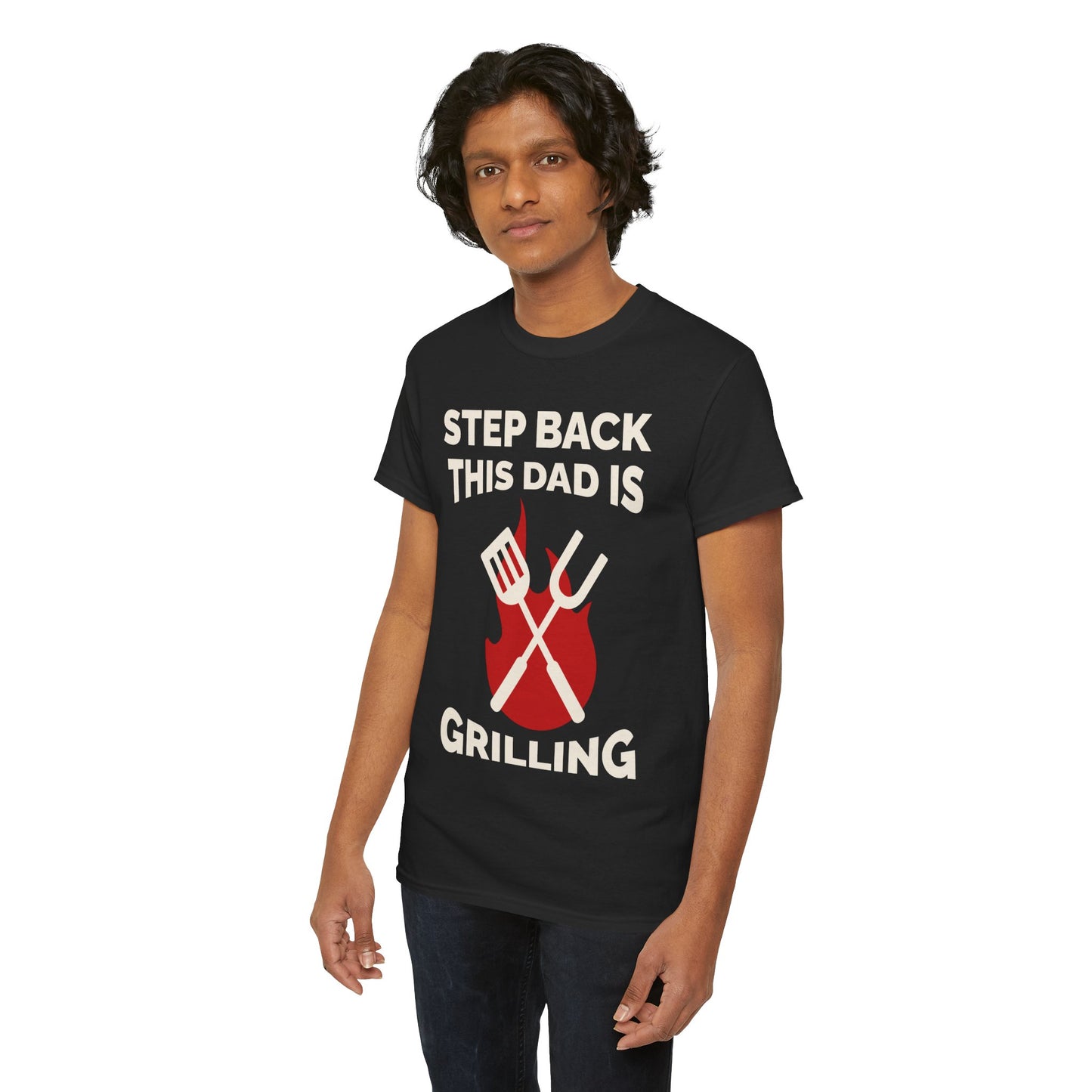 Funny Grilling Dad T-Shirt | Step Back This Dad is Grilling | Unisex Heavy Cotton Tee