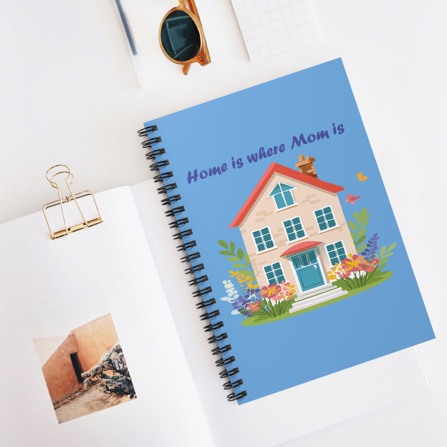 Home is Where Mom Is Spiral Notebook - Charming Floral Design for Mother's Day