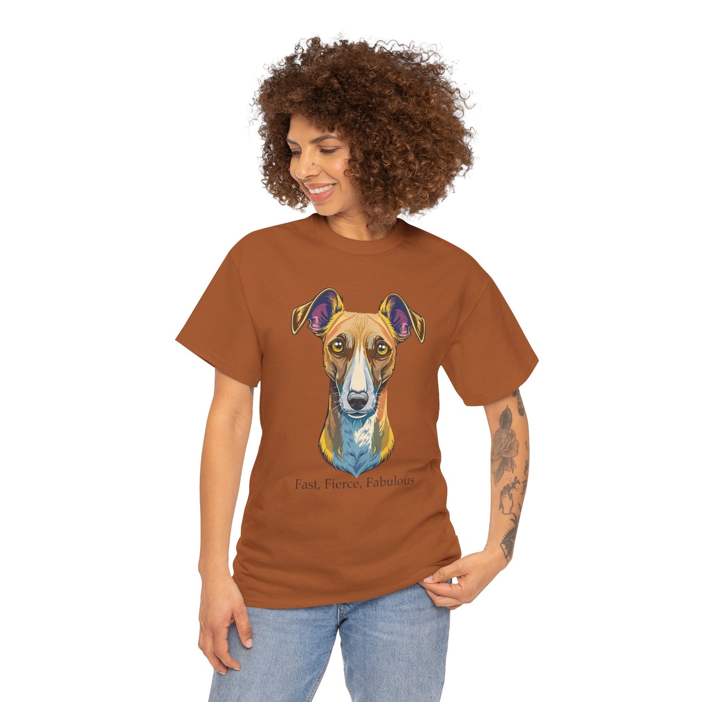 Whippet - Camiseta unisex de algodón grueso, rápida, feroz y fabulosa