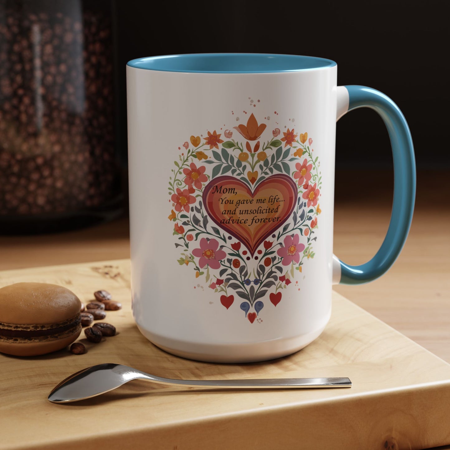 Mom Appreciation Heart Coffee Mug | Floral Design | 11 & 15oz Accent Mug