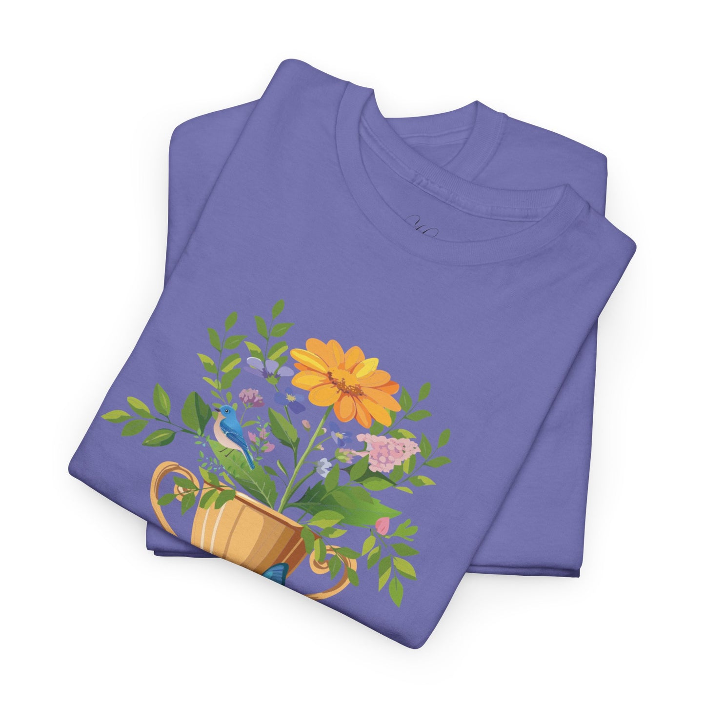 Floral Trophy for Mom Unisex Heavy Cotton Tee - Celebrating Achievement with Butterflies