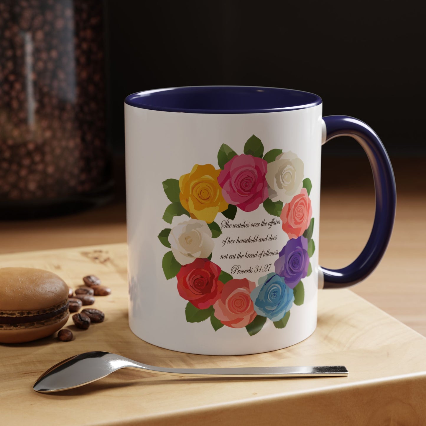 Inspirational Floral Coffee Mug for Mom- Proverbs 31:27