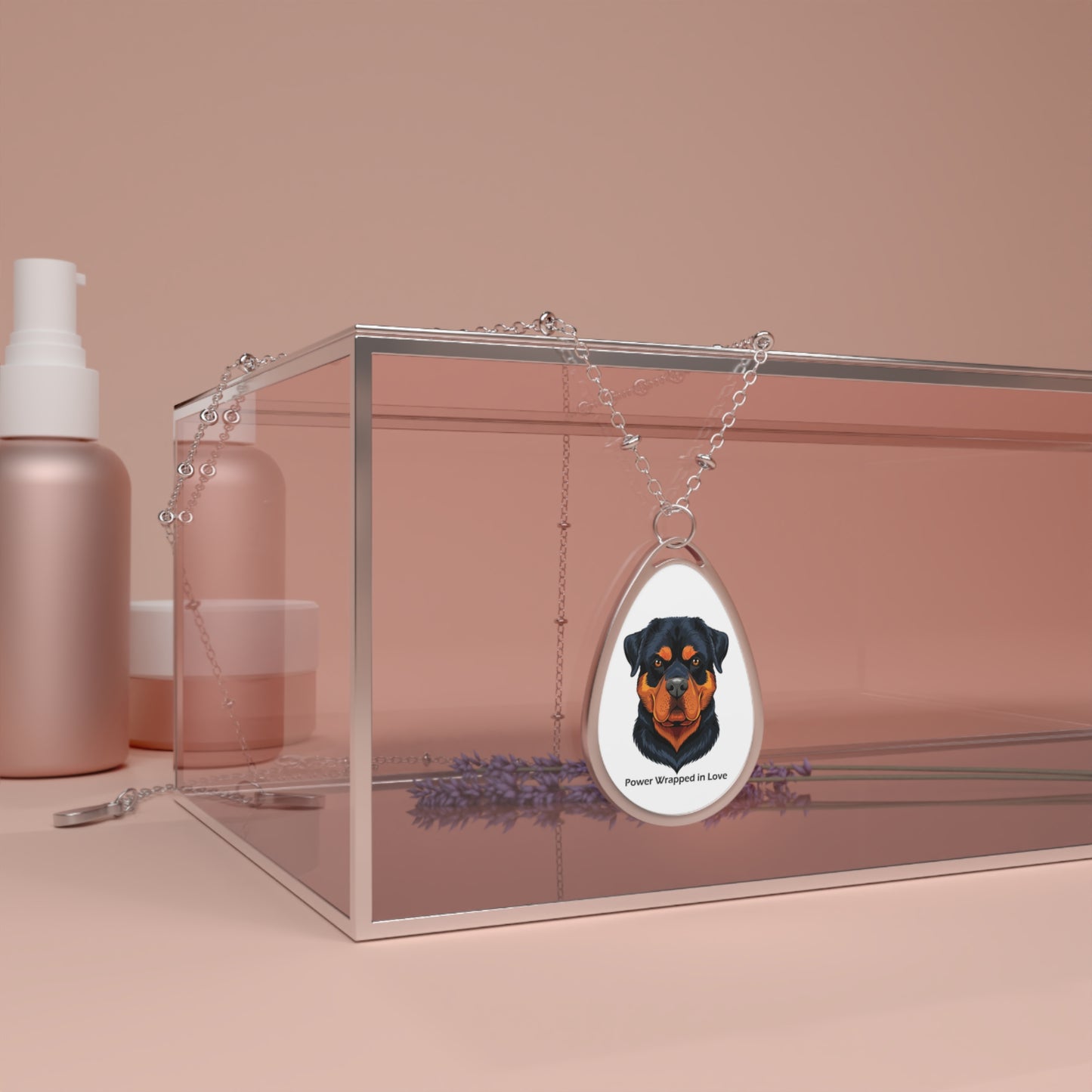Rottweiler Oval Necklace - "Power Wrapped in Love"