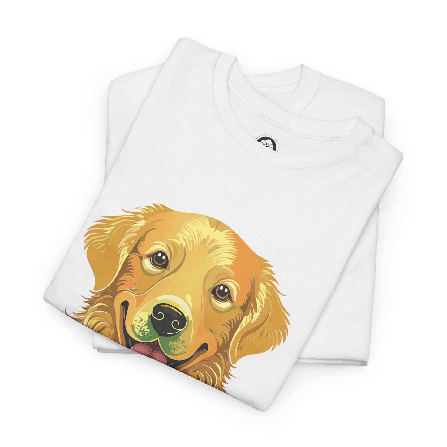 Golden Retriever - Camiseta unisex de algodón grueso con sol y sonrisas doradas