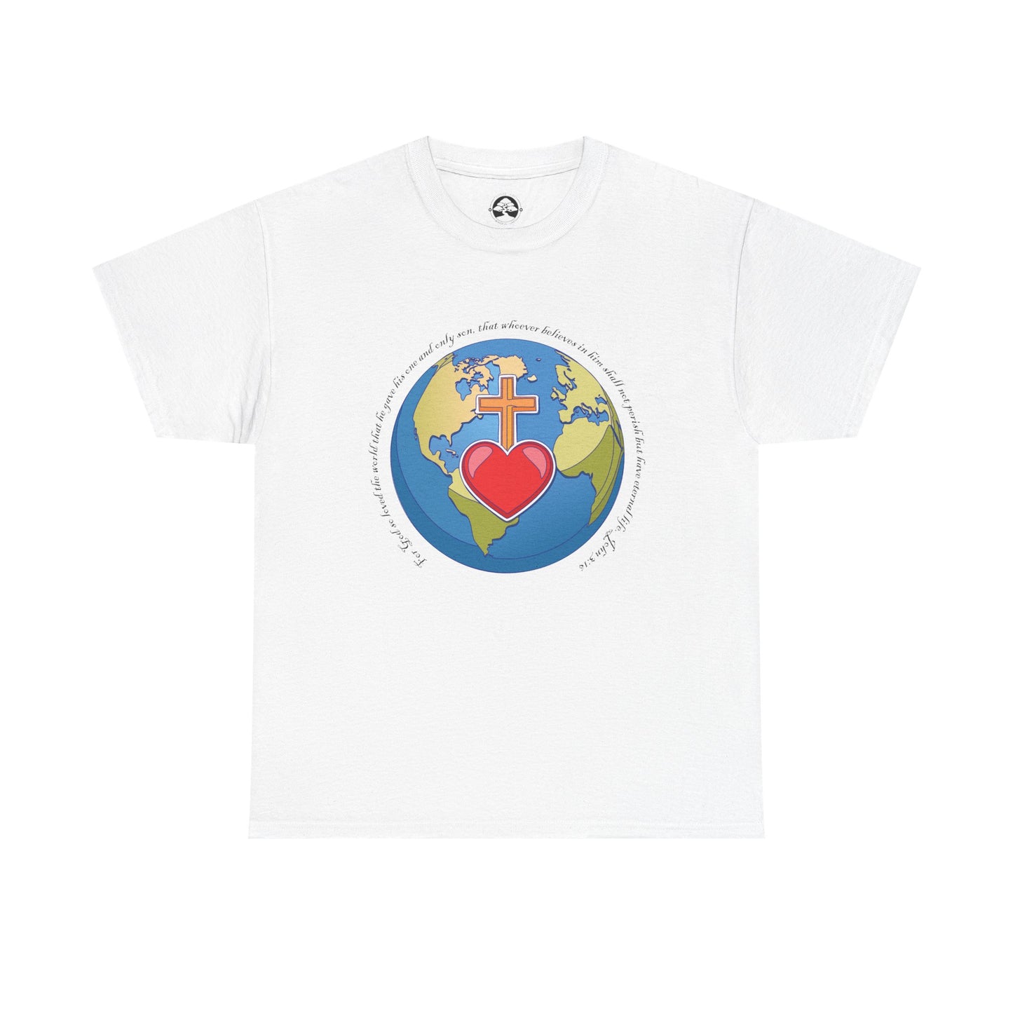 Camiseta de algodón unisex ecológica - Diseño "Porque tanto amó Dios al mundo"