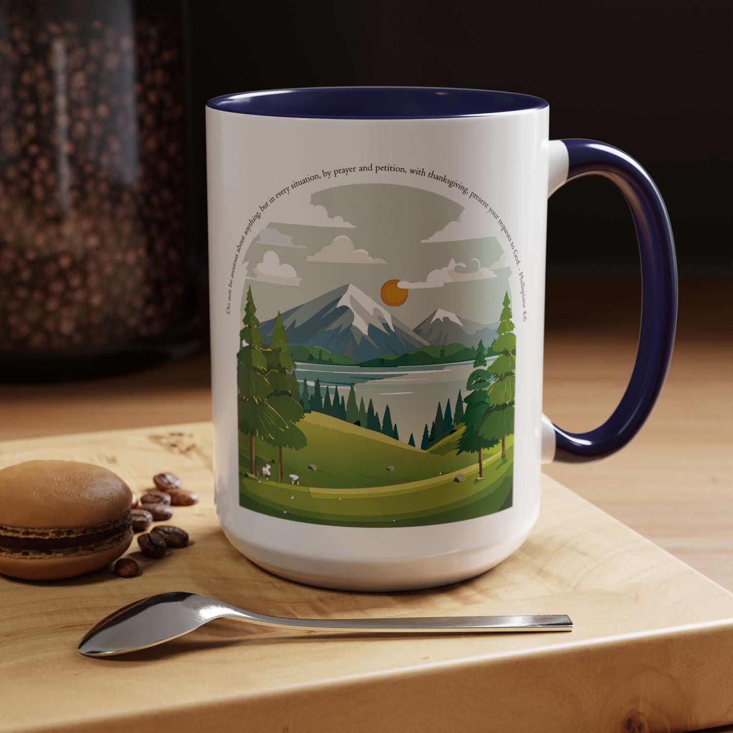 Taza de café inspiradora de naturaleza: perfecta para amantes de las actividades al aire libre y motivación matutina.