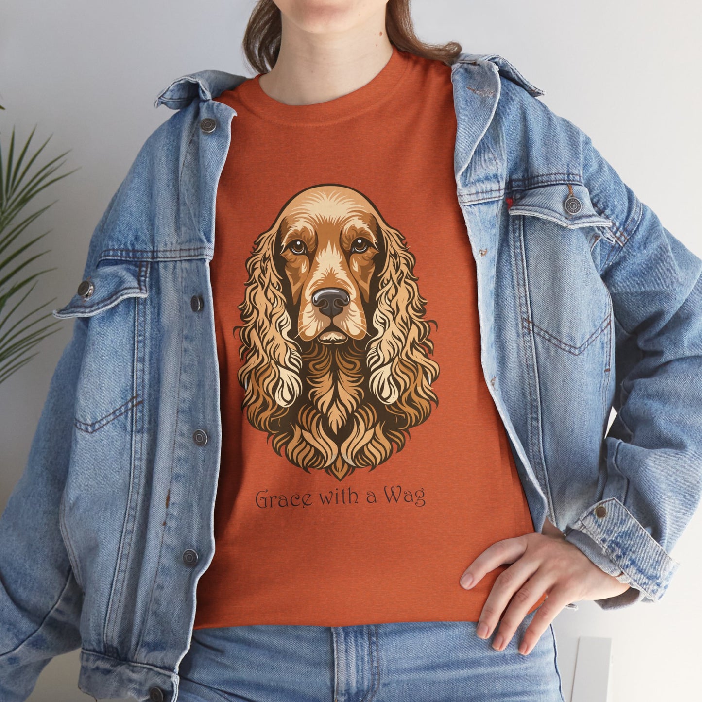 Camiseta unisex de algodón grueso con diseño de Cocker Spaniel - Grace with a Wag