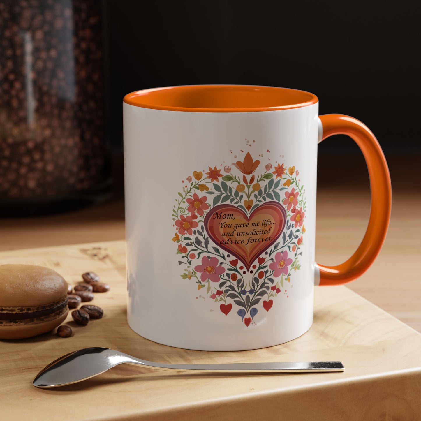Mom Appreciation Heart Coffee Mug | Floral Design | 11 & 15oz Accent Mug