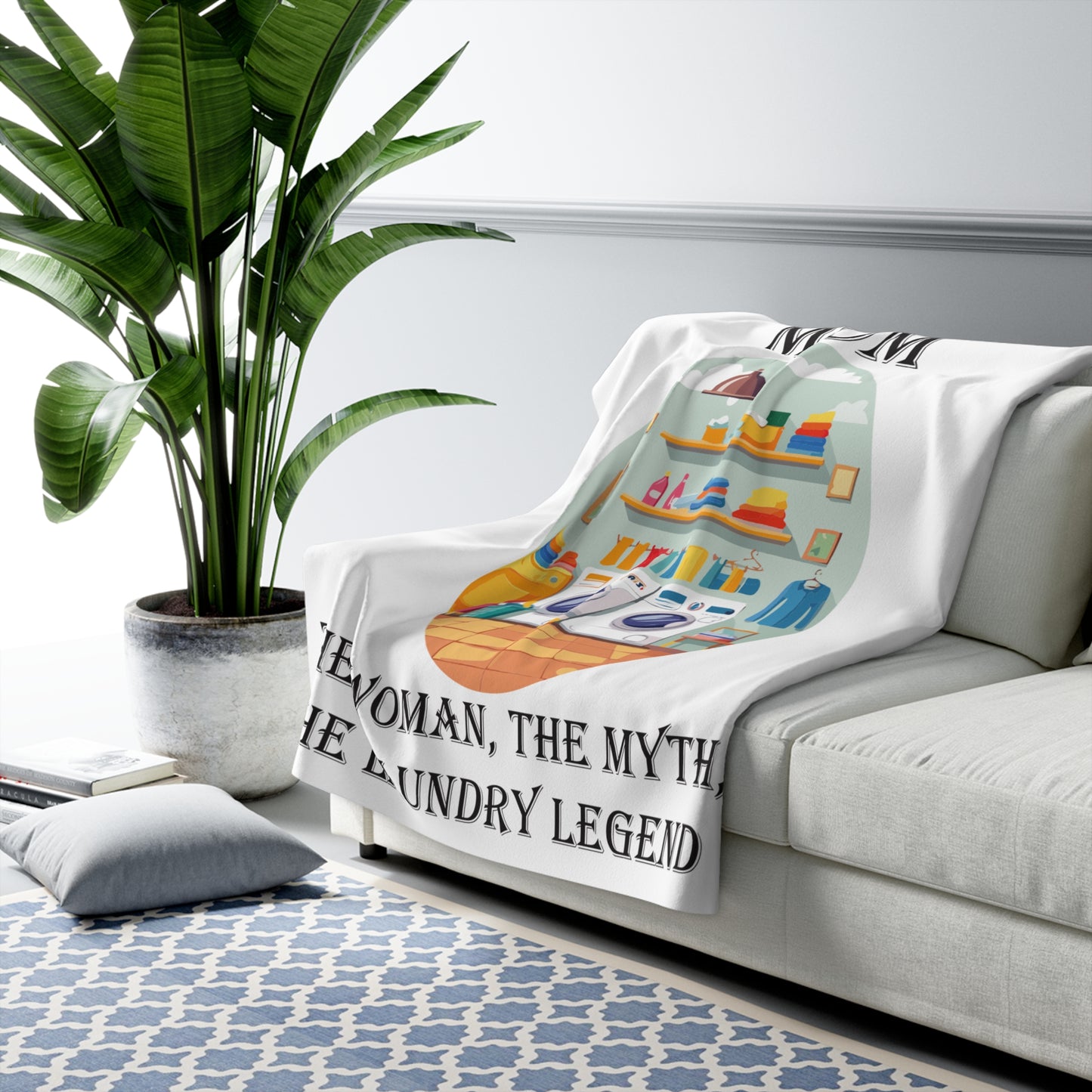 Mom's Sherpa Fleece Blanket - The Woman, The Myth, The Laundry Legend - Cozy Gift for Mother's Day