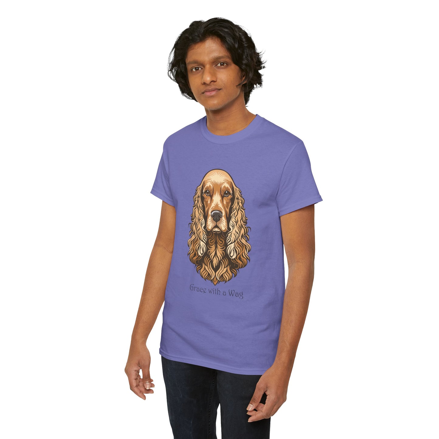 Camiseta unisex de algodón grueso con diseño de Cocker Spaniel - Grace with a Wag