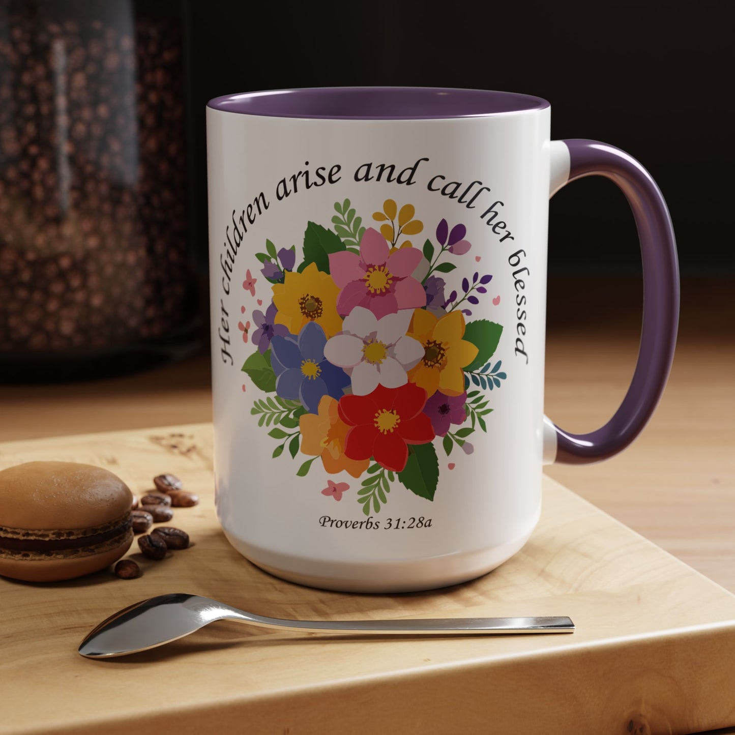 Floral Inspirational Coffee Mug - 'Her Children Arise and Call Her Blessed' - Perfect Gift for Moms