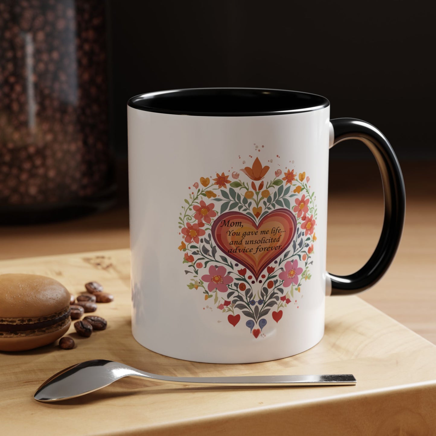 Mom Appreciation Heart Coffee Mug | Floral Design | 11 & 15oz Accent Mug