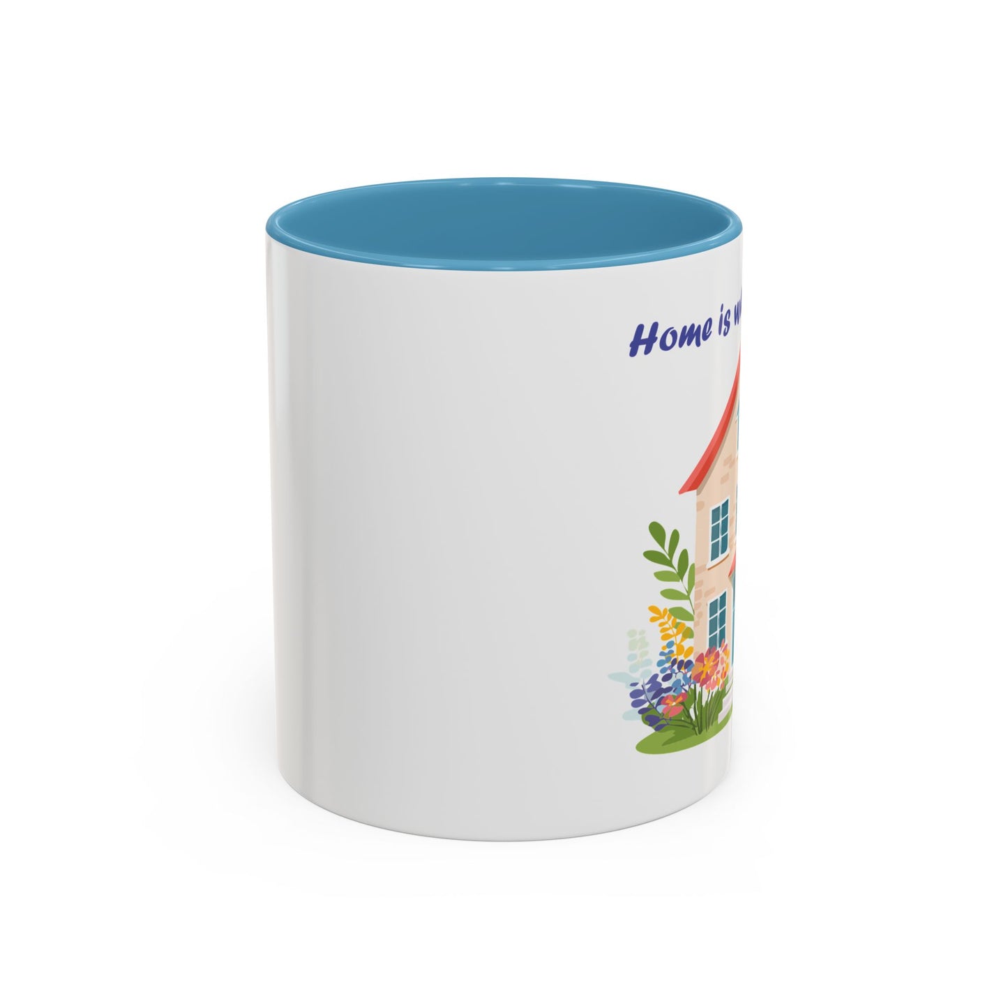Home is Where Mom Is Accent Coffee Mug - Cute Floral Design (11oz & 15oz)