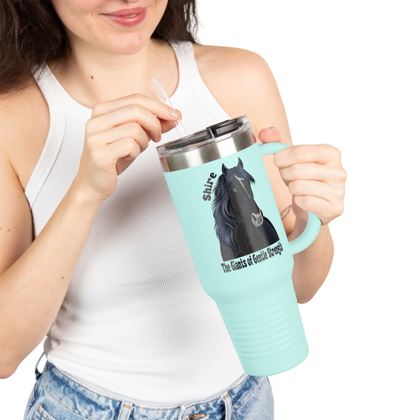 Shire Insulated Travel Mug - Shire Horse Design, 40oz - Perfect for Horse Lovers