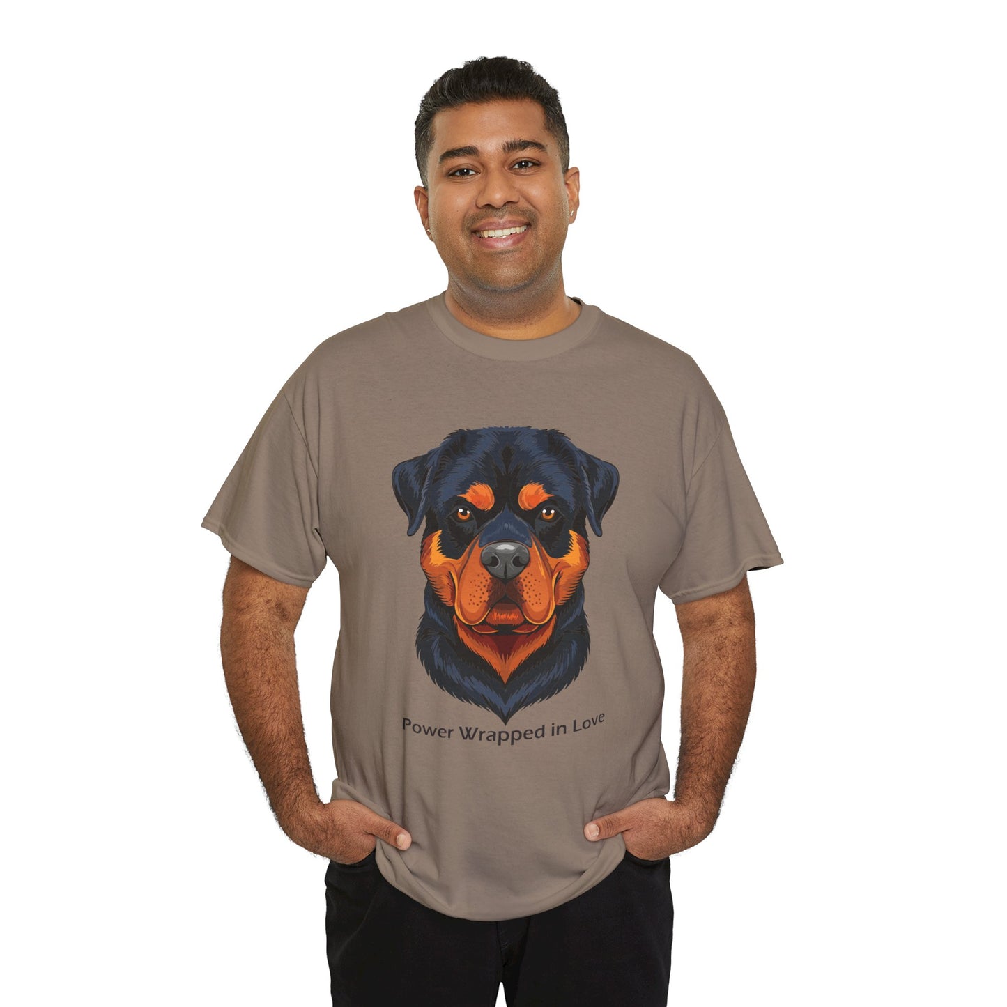 Camiseta unisex de algodón grueso Rottweiler - Power Wraped in Lover