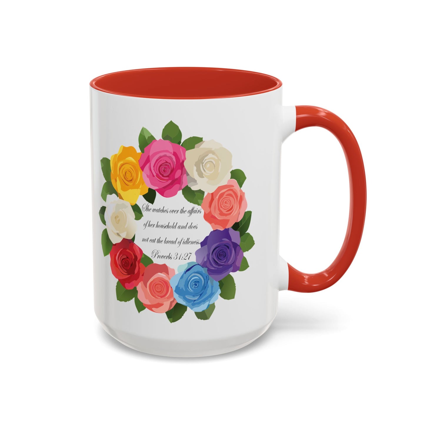 Inspirational Floral Coffee Mug for Mom- Proverbs 31:27