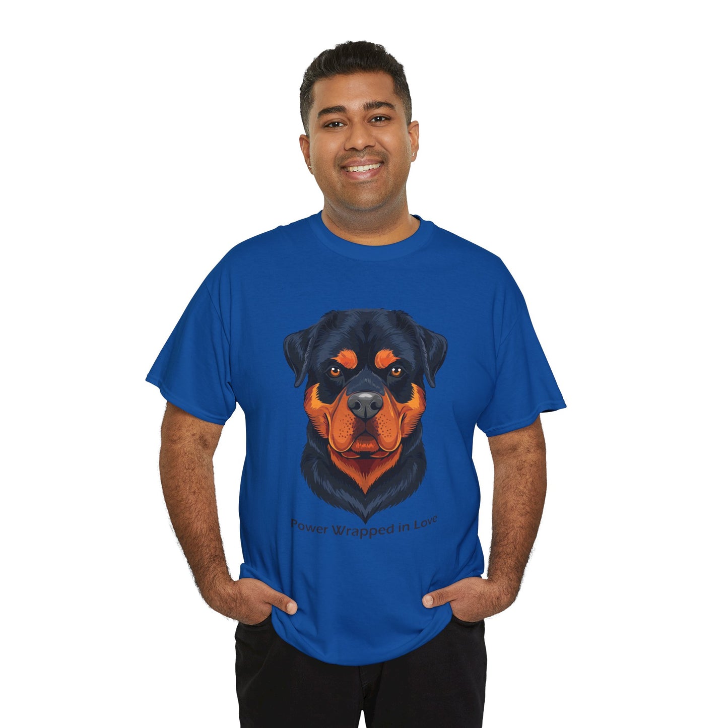 Camiseta unisex de algodón grueso Rottweiler - Power Wraped in Lover