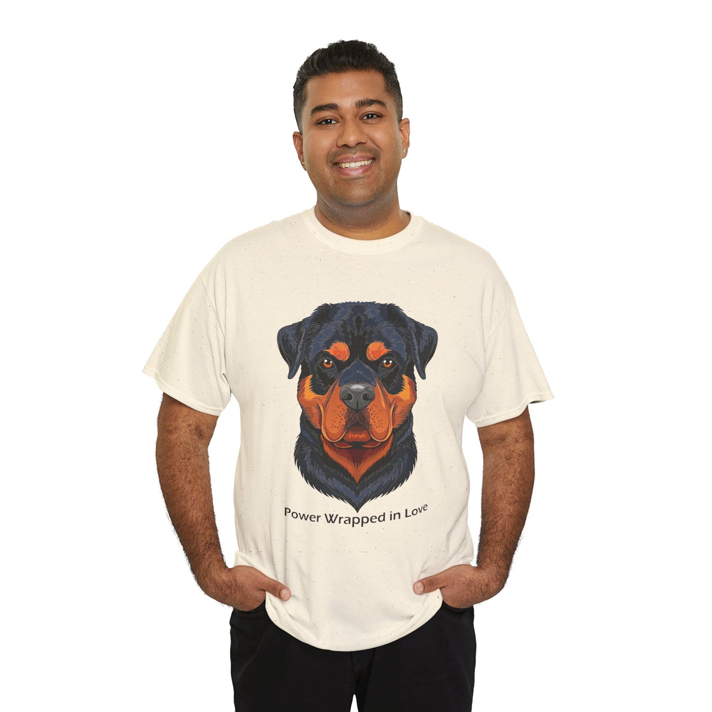 Camiseta unisex de algodón grueso Rottweiler - Power Wraped in Lover