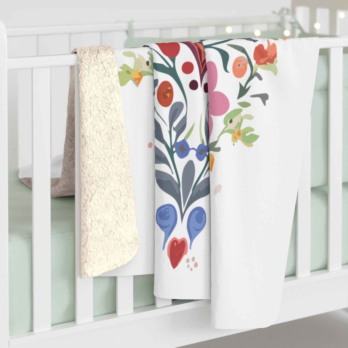 Mom Heart Floral Sherpa Fleece Blanket - Cozy Gift for Mother's Day and Year-Round Comfort