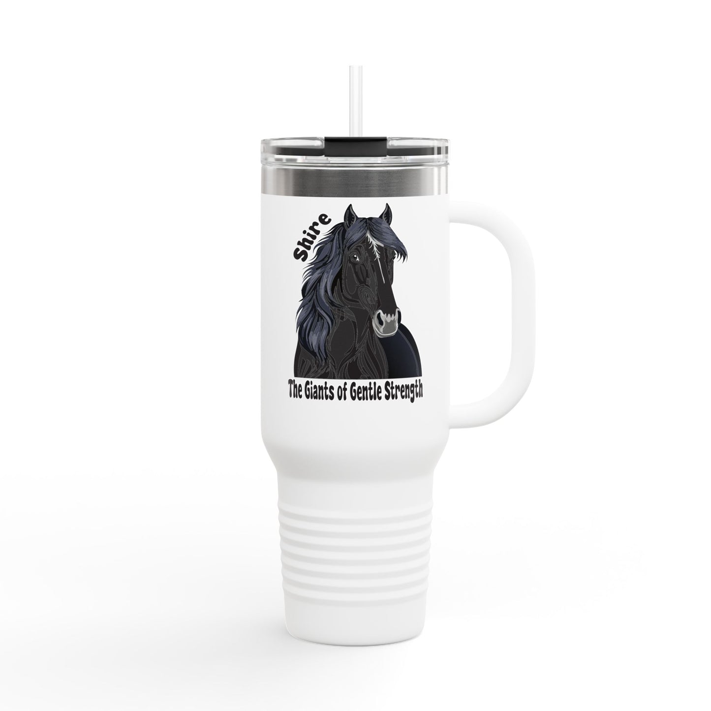 Shire Insulated Travel Mug - Shire Horse Design, 40oz - Perfect for Horse Lovers