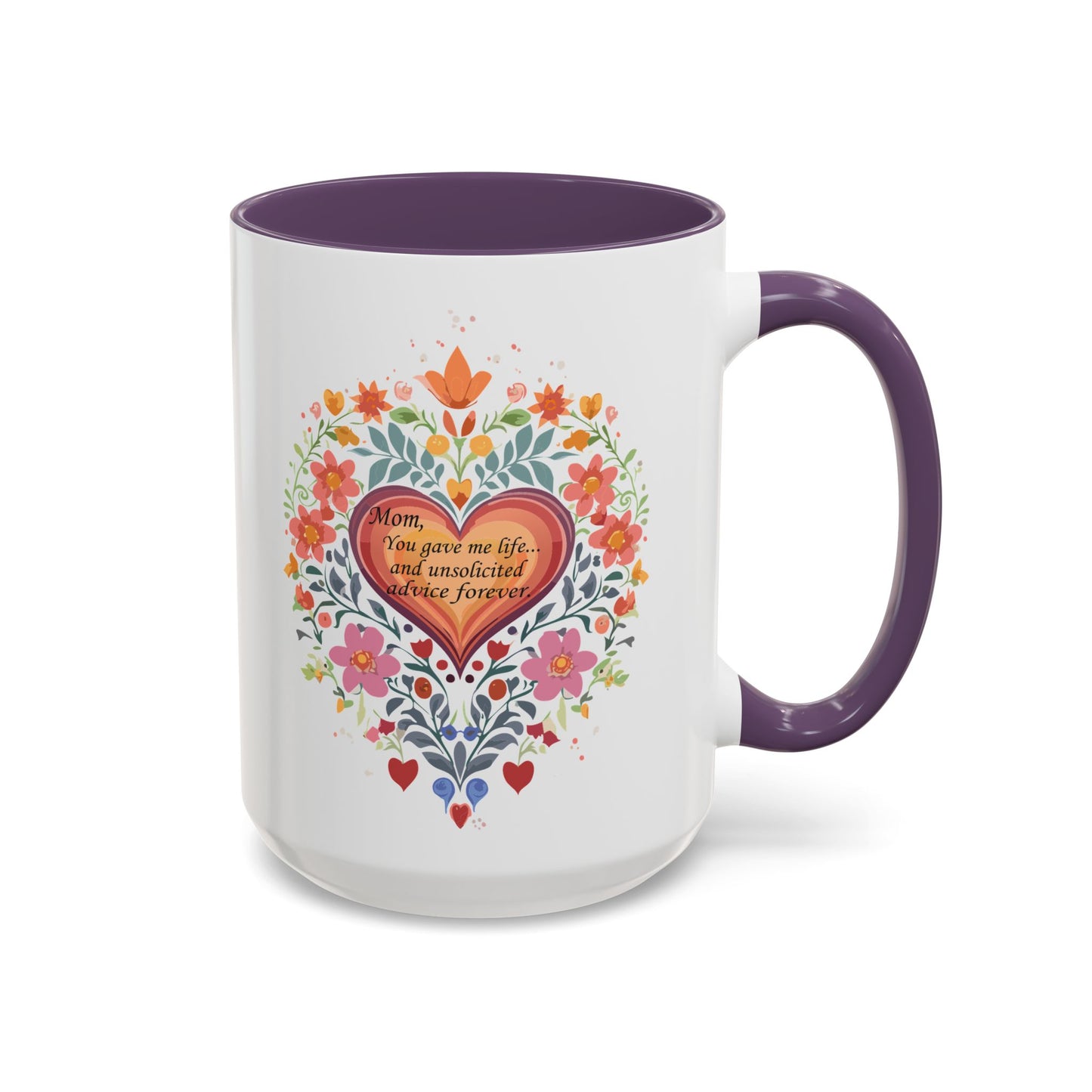 Mom Appreciation Heart Coffee Mug | Floral Design | 11 & 15oz Accent Mug