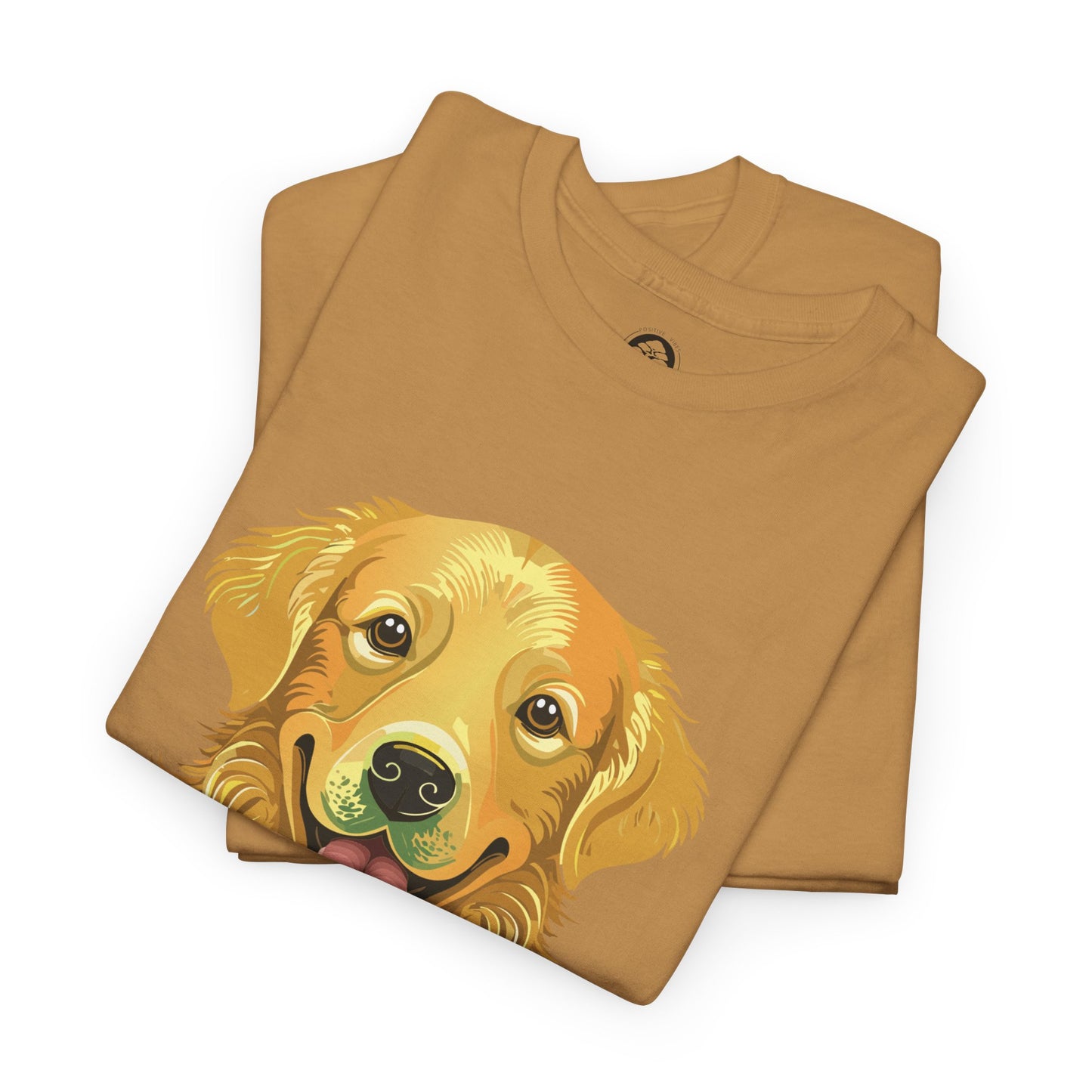 Golden Retriever - Camiseta unisex de algodón grueso con sol y sonrisas doradas