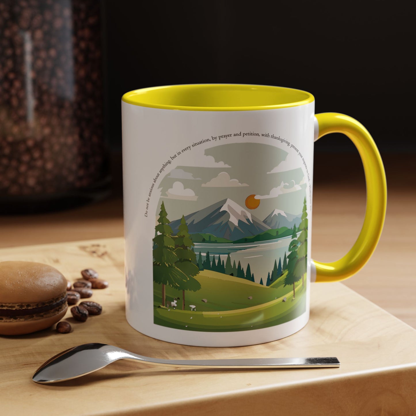 Taza de café inspiradora de naturaleza: perfecta para amantes de las actividades al aire libre y motivación matutina.