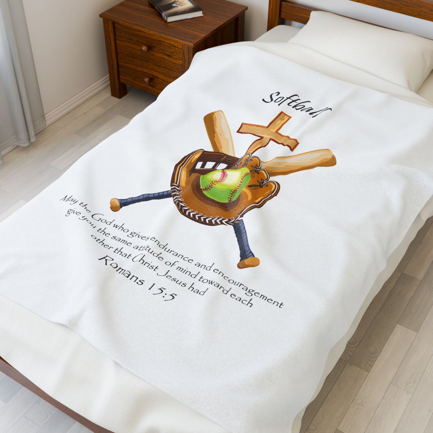 Manta de terciopelo con inspiración de softbol: perfecta para los amantes del deporte.