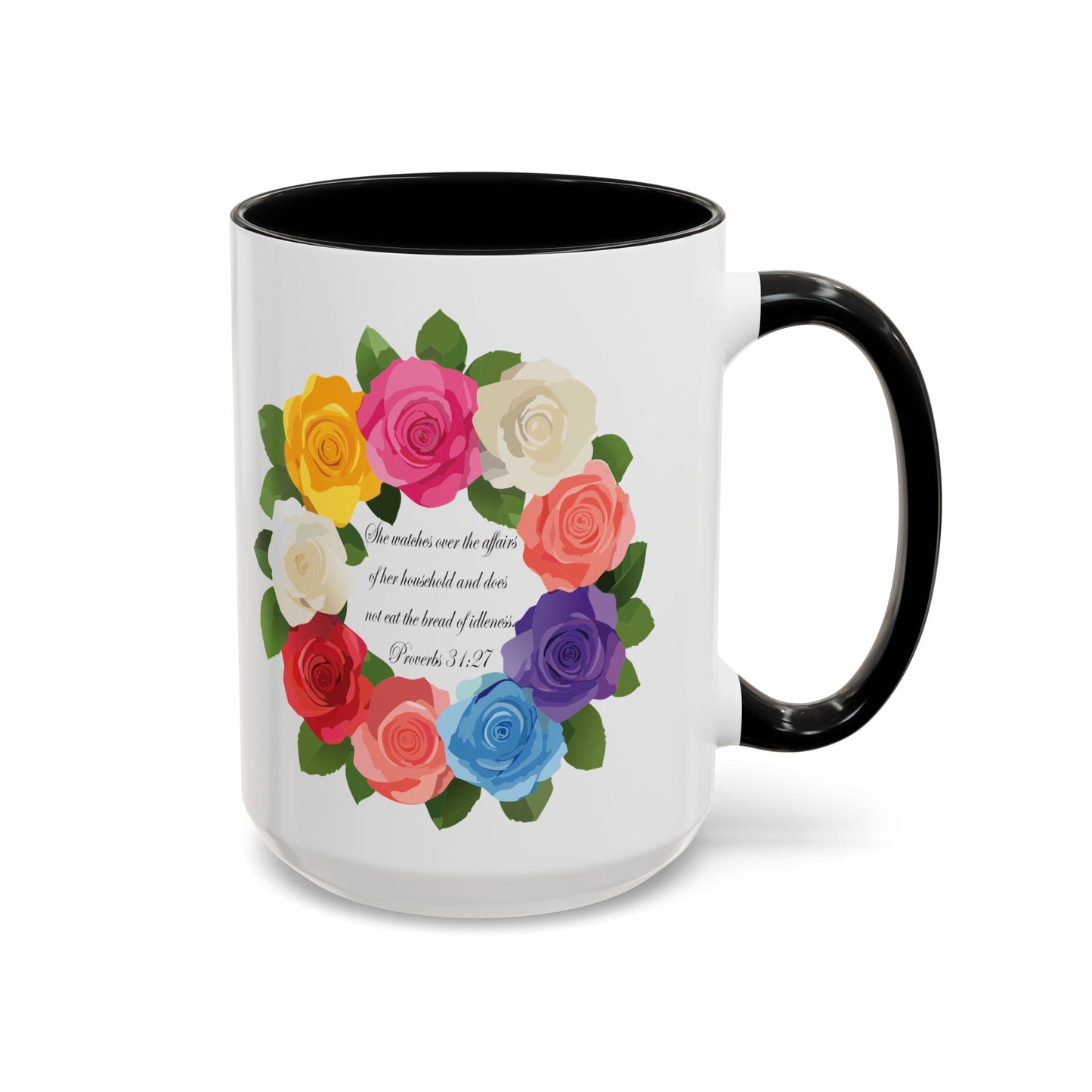 Inspirational Floral Coffee Mug for Mom- Proverbs 31:27