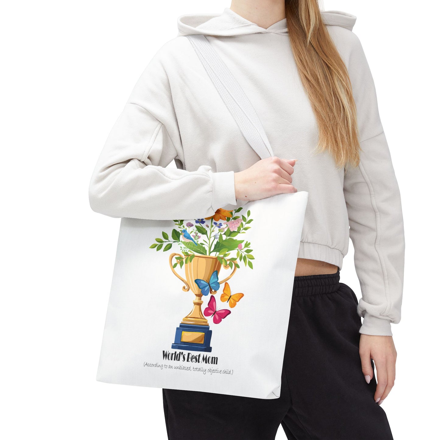 Floral Trophy Tote Bag - World's Best Mom Design