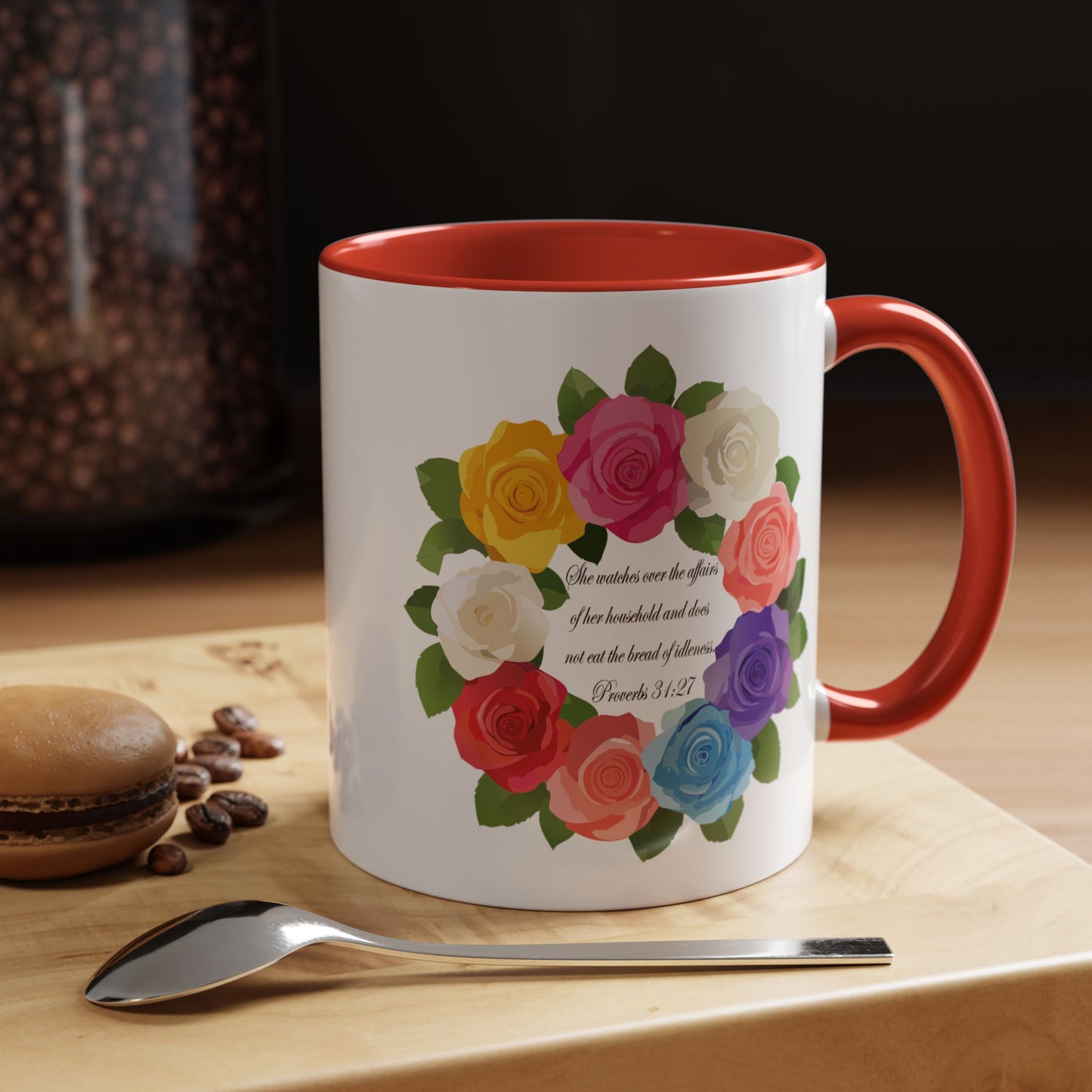 Inspirational Floral Coffee Mug for Mom- Proverbs 31:27