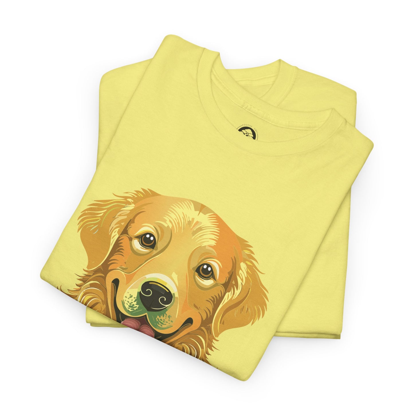 Golden Retriever - Camiseta unisex de algodón grueso con sol y sonrisas doradas