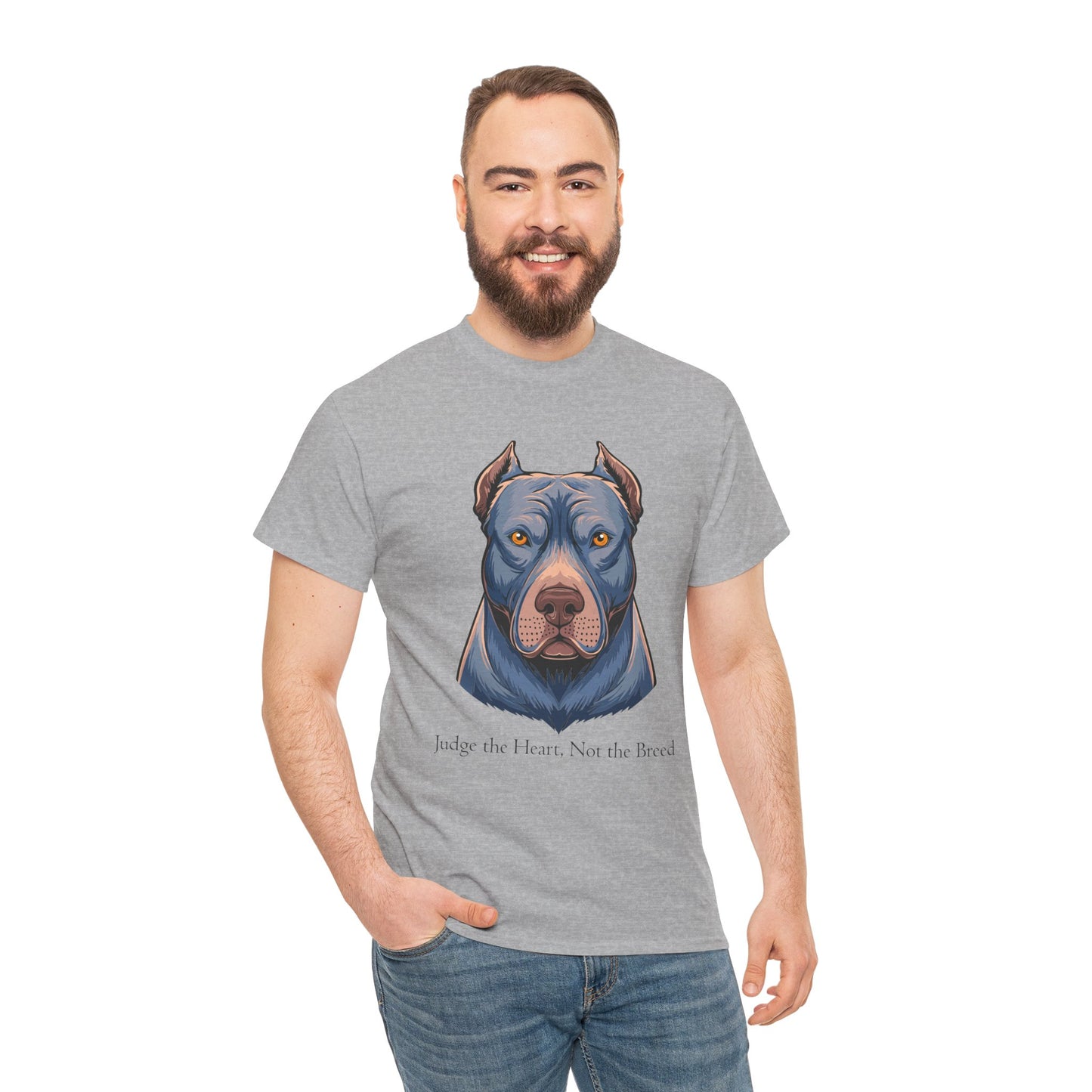 Camiseta unisex de algodón grueso Pit Bull - Juzga el corazón, no la raza