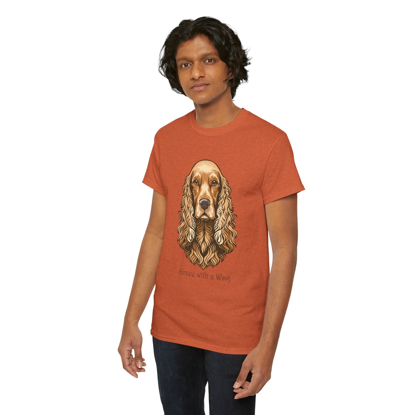 Camiseta unisex de algodón grueso con diseño de Cocker Spaniel - Grace with a Wag