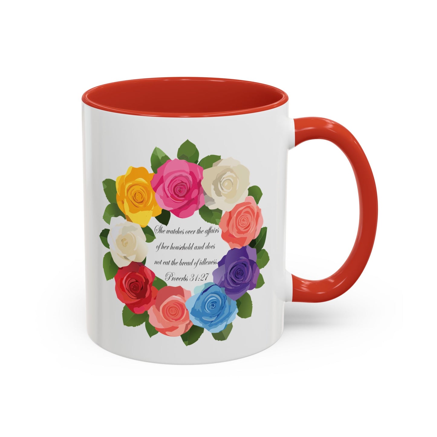 Inspirational Floral Coffee Mug for Mom- Proverbs 31:27