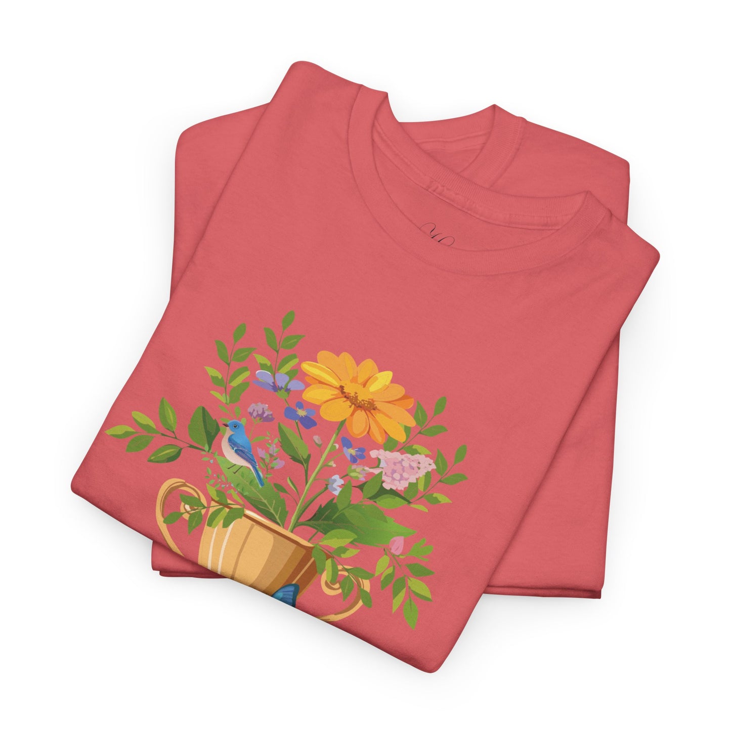 Floral Trophy for Mom Unisex Heavy Cotton Tee - Celebrating Achievement with Butterflies