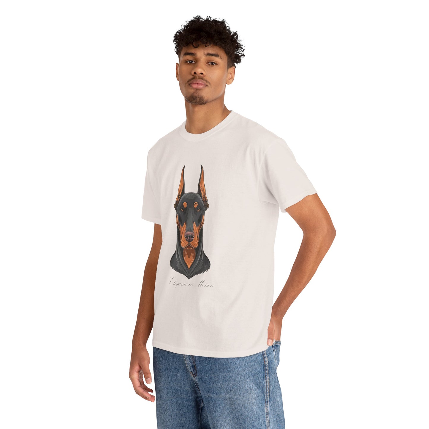 Doberman - Camiseta unisex de algodón grueso Elegancia en movimiento
