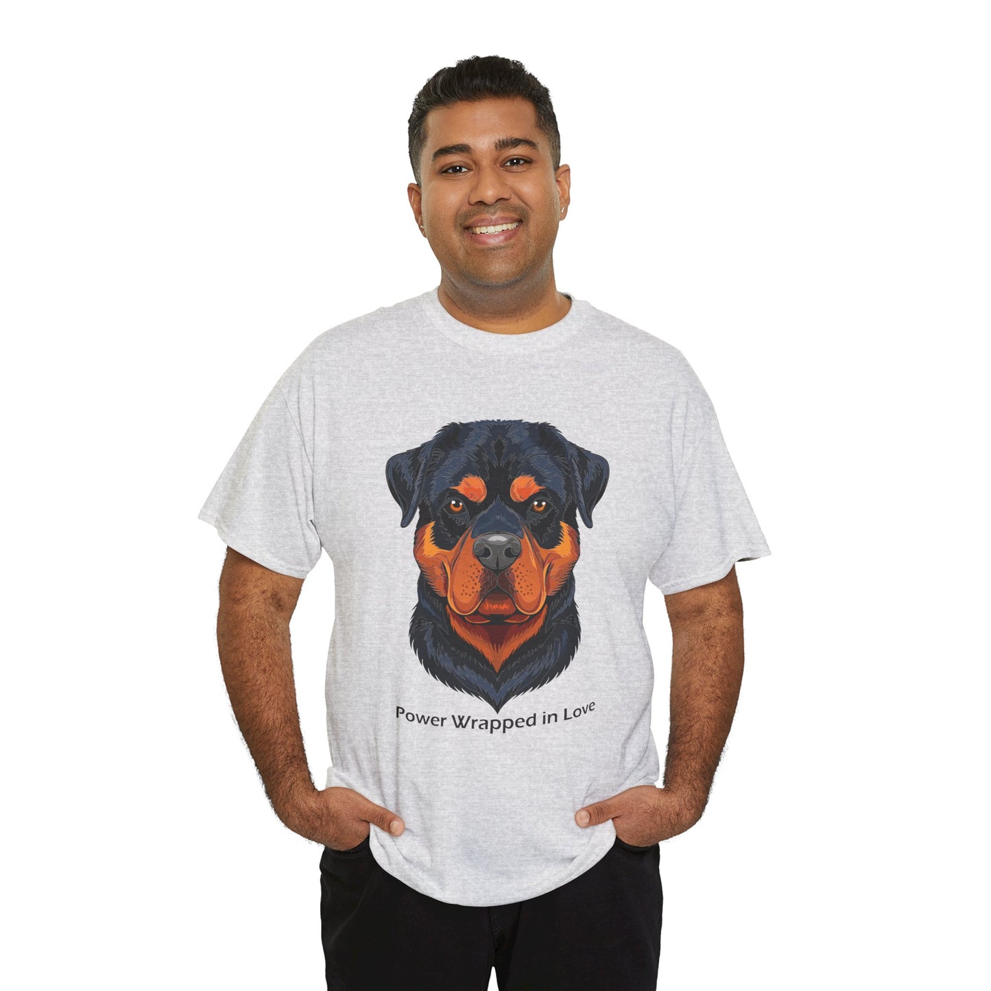 Camiseta unisex de algodón grueso Rottweiler - Power Wraped in Lover