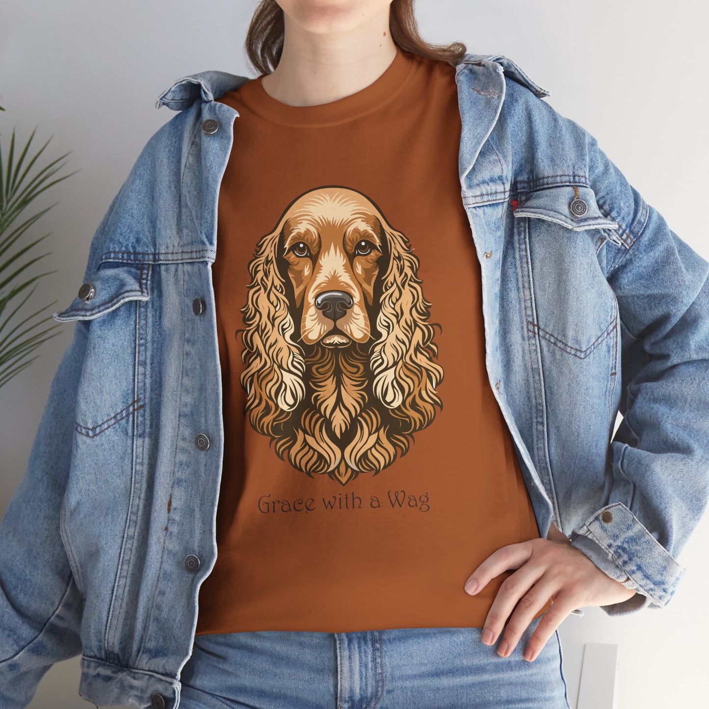 Camiseta unisex de algodón grueso con diseño de Cocker Spaniel - Grace with a Wag