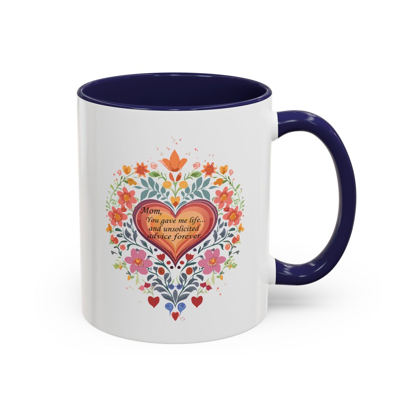 Mom Appreciation Heart Coffee Mug | Floral Design | 11 & 15oz Accent Mug