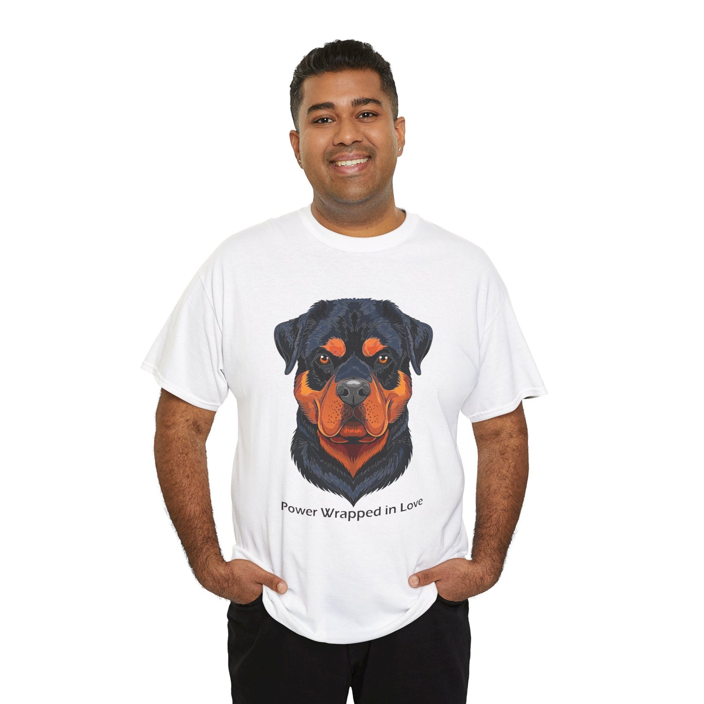 Camiseta unisex de algodón grueso Rottweiler - Power Wraped in Lover